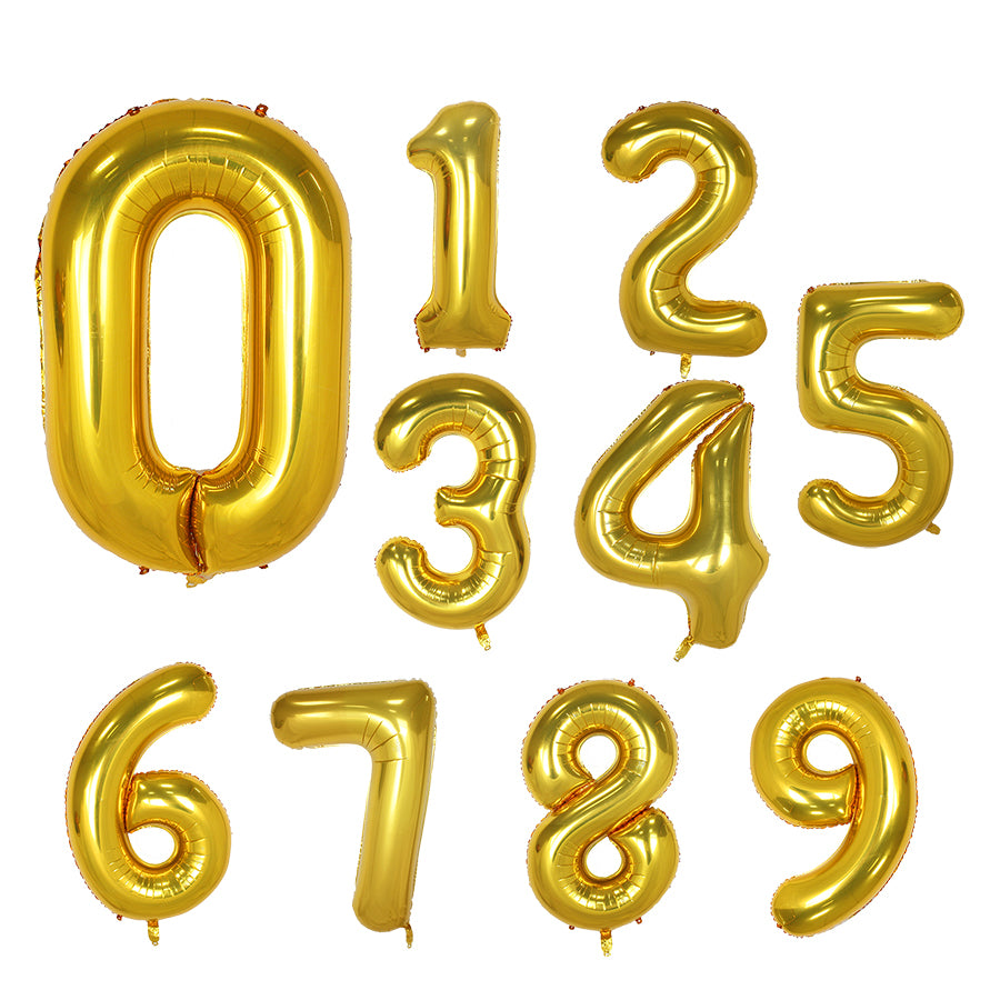 Gold Number Balloon