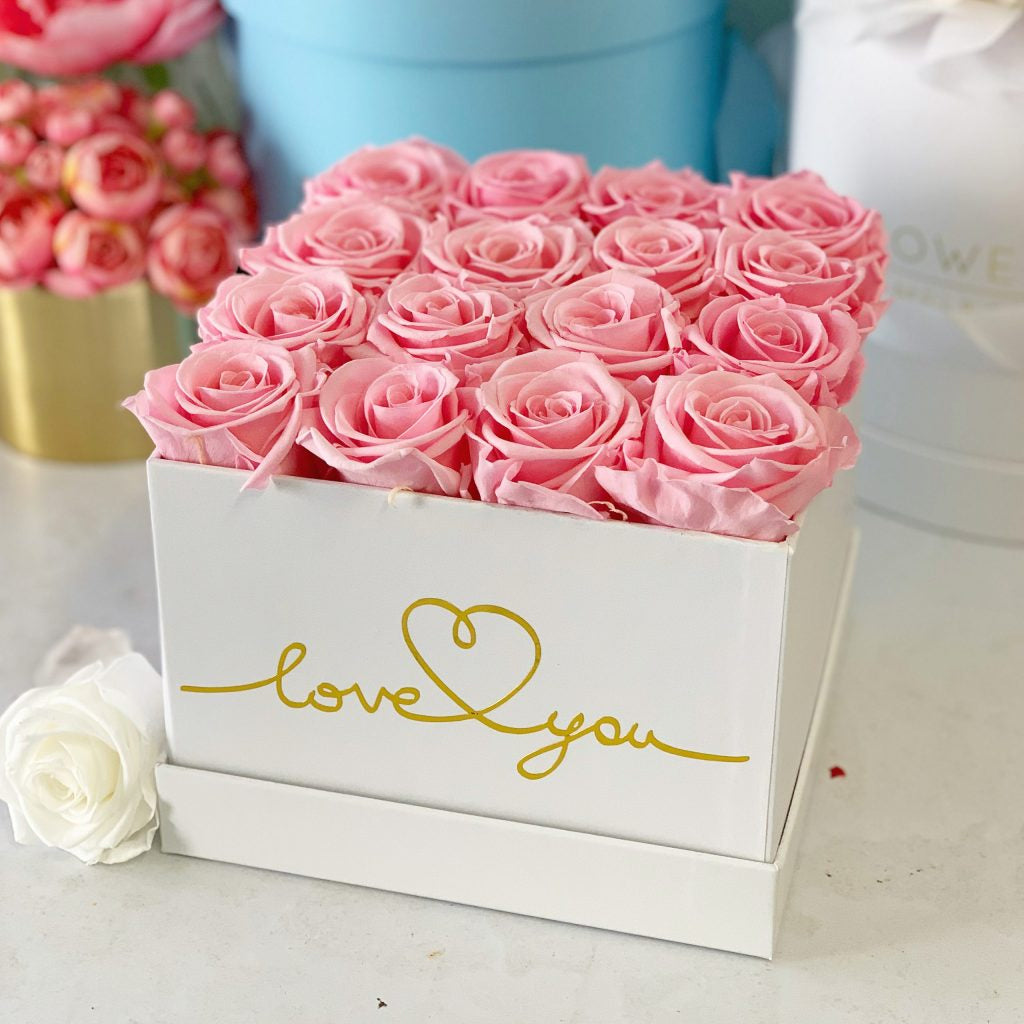 Square Box with Infinity Roses